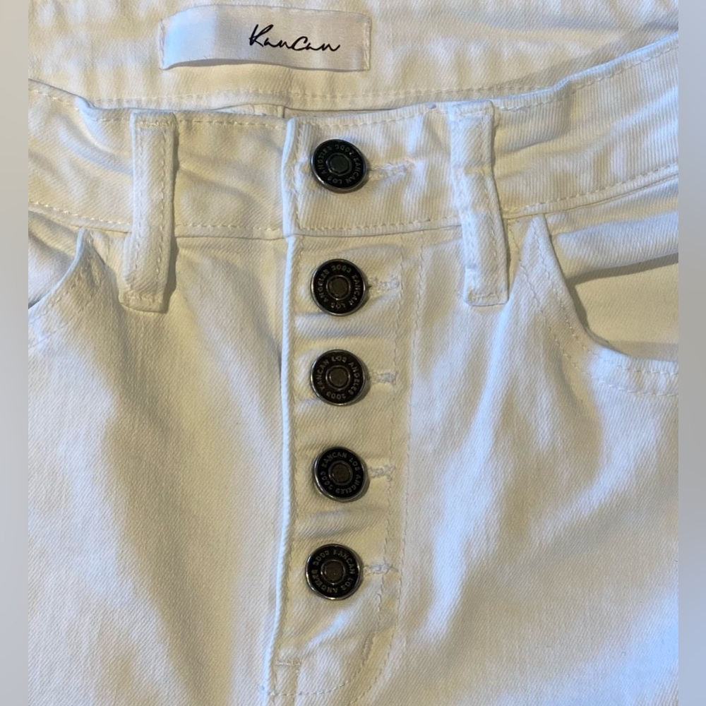 KanCan White Button Fly High-Rise Skinny Jeans, size 5/26 - Picture 4 of 8